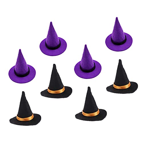 TOYANDONA 8St Mini-Hexenhut Outdoor -Kleidung kleiner schwarzer Hexenhut Aufkleber Fuchsmaske Ringringe mini hexenhut halloween hut halloween deko Partypuppenhut entzückender Minihut gefühlt von TOYANDONA