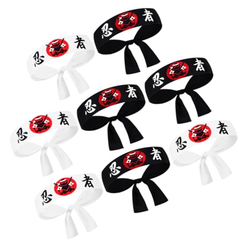 TOYANDONA 8Stücke Teiliges Japanisches Ninja Stirnband für Erwachsene Verstellbares Karate Bandana mit Einzigartigem Ninja Aufdruck für Cosplay und Küchenzubehör von TOYANDONA