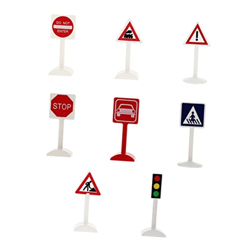 TOYANDONA Realistisches Verkehrszeichen-Spielzeug 8 Stück Mini-ampelmodelle Tablett Für Jungen Und Mädchen Lernspielzeug von TOYANDONA