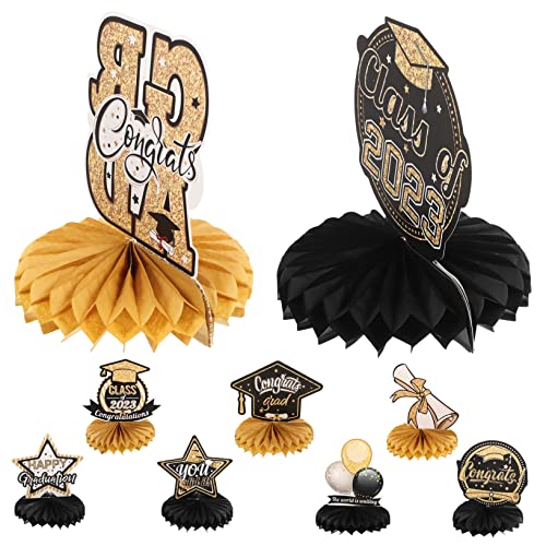 TOYANDONA 9 Stück herzlichen glückwunsch Grad partyzubehör Grad groovig partyzubehör & Dekoration Abschlussfeier Dekoration Wabenkugeldekore Dekoration zum Thema Abschluss Papier Black von TOYANDONA