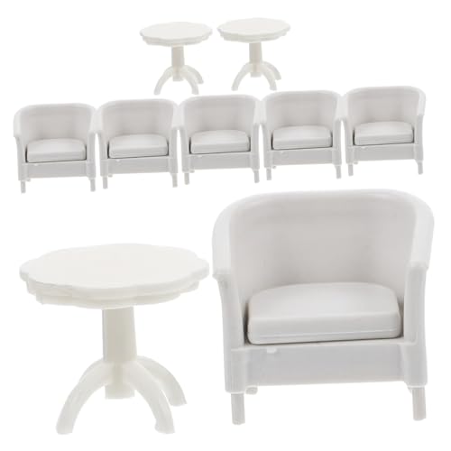TOYANDONA Miniatur-möbelmodelle 9-teiliges Mini-Tisch- und Stuhl-Set Aus Kunststoff für Heimdekorationsprojekte von TOYANDONA