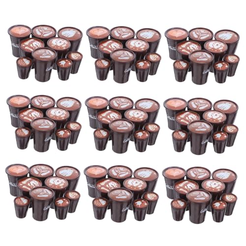 TOYANDONA 90 Stück Teiliges Miniatur Kaffeetassen Set aus Robustem Resin mit Japanischem Design Detailreiche Latte Art für Puppenhausdekoration Basteln und Kreative DIY Mikro Landschaften von TOYANDONA