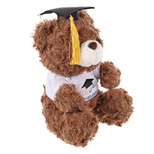 TOYANDONA Arzt Hut Puppe Abschlussfeier abschlussgeschenk Absolventenfeier Plüschbär mit Doktorhut doktor bär ausgestopfte Puppe Plüschkinder tragen Puppe Kinderspielzeug PP Baumwolle Brown von TOYANDONA