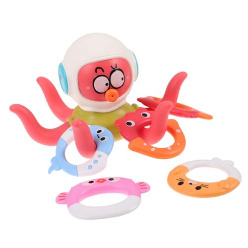 TOYANDONA Babyoktopus Wasserspielzeug mit Schwimmendem Ringwurfspiel Sicher Fördert Hand-Auge-koordination Leicht und Tragbar für Badewanne Schwimmbad und Outdoor-spielspaß von TOYANDONA