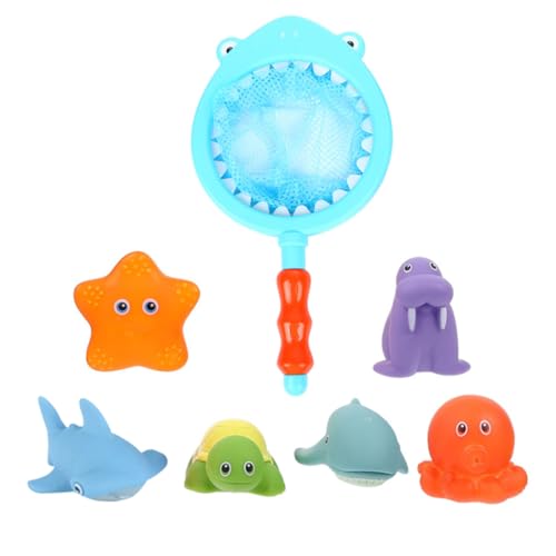 TOYANDONA Badespielzeug für Junge Mädchen Teiliges mit Bunten Wasser Spritz Tieren und Netzfänger Leichtes Sicheres Badewannenspielzeug zur Motorischer Fähigkeiten für Jungen und Mädchen von TOYANDONA