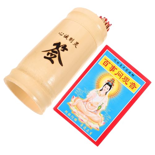 TOYANDONA Bambus Wahrsagestäbe mit Eimer und Buch Buddhistische Divination Requisite Chinesische Glücksstäbchen für Tempel Familienfest und Neujahrsspiel Glatte Oberfläche Stäbe Weiß von TOYANDONA