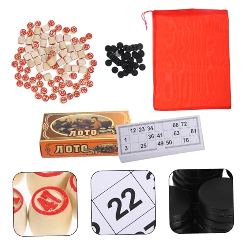TOYANDONA Bingo Spielset mit Doppelseitigen Holz Bingo Karten und Zahlen Klassisches Gesellschaftsspiel für Familie und Party Langlebige rutschfeste Spielsteine aus Hochwertigem Material von TOYANDONA
