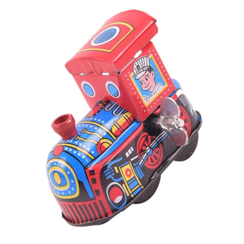 TOYANDONA Blechlokomotive Zug kinderspielzeug Toys Wind-up Fun Toy Figuren Modelleisenbahn Wickeln den Zug ab lustige Aufziehspielzeuge Eisenblech rot von TOYANDONA