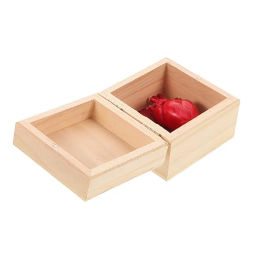 TOYANDONA Blutiges Herz Deko in Kleiner Holzbox Unbehandelte Holzkiste mit Klappdeckel Realistisches Herz Streichobjekt Home Decor von TOYANDONA