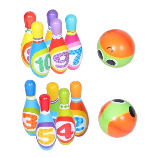 TOYANDONA Bowling Spielset PU Soft Indoor Outdoor Mini Bowling Pins mit Kegeln und Bällen Leicht und Sicher Fördert Motorik und Spielspaß für Kleinkinder von TOYANDONA