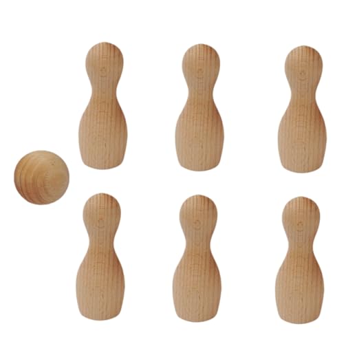 TOYANDONA Bowling Spielset aus Umweltfreundlichem Buchenholz und Ball Langlebiges Indoor Lernspielzeug für Mädchen und Jungen Fördert Bewegung und Spaß im Kinderzimmer von TOYANDONA