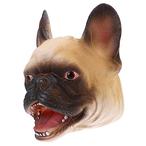 TOYANDONA Bulldog Handpuppe Tierplüsch Spielpuppen Realistische Hundehandpuppe Hundepuppe Kinderhandpuppe Babyhandpuppe Handpuppe Vinyl Hellbraun von TOYANDONA