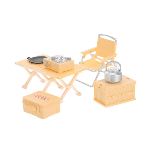 TOYANDONA Camping Spielset Pretend Play mit Miniatur Klappstuhl Picknicktisch und Campingkocher Langlebig und Tragbar Realistisches Outdoor Zubehör für Jungen und Mädchen Gelb TOYANDONA Camping Spielset Pretend Play mit Miniatur Klappstuhl Picknicktisch und Campingkocher Langlebig und Tragbar Realistisches Outdoor Zubehör für Jungen und Mädchen Gelb von TOYANDONA