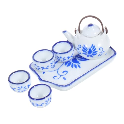 TOYANDONA Chinesisches Keramik Teeservice Dekoratives Puppenhaus Zubehör Handgefertigte Miniatur und Tassen Elegantes DIY Ornament für Puppenhaus Sammler und Bastelfans von TOYANDONA