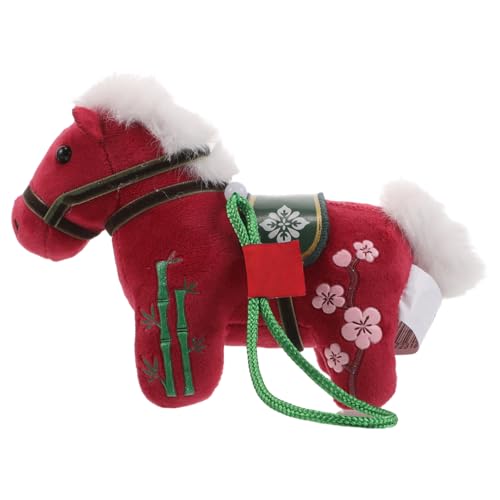 TOYANDONA Chinesisches Pferd Plüschanhänger Rotes Glücksmotiv Weiches Stofftier Dekoration Frühlingsfest Symbol Reichtum Glück für Jungen und Taschen von TOYANDONA