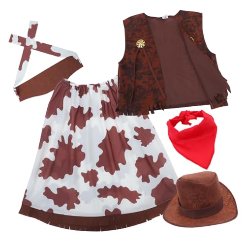 TOYANDONA Cowgirl Halloween Kostümset für Mädchen Teiliges Outfit mit Westernhut und Bandana Cosplay für Themenpartys und Outdoor Events TOYANDONA Cowgirl Halloween Kostümset für Mädchen Teiliges Outfit mit Westernhut und Bandana Cosplay für Themenpartys und Outdoor Events von TOYANDONA