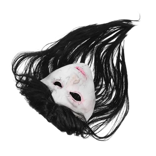 TOYANDONA Creepy Ghost für Erwachsene Realistische Halloween Kopfmaske mit Langen Haaren für Grusel Events Cosplay Partys Deko für Geisterhäuser Hochwertiges Leicht und Benutzerfreundlich von TOYANDONA