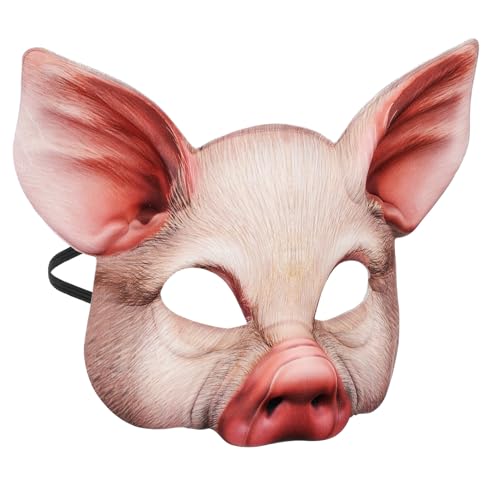 TOYANDONA Creepy Pig Halbgesichts Maske für Erwachsene Leichter Tiermasken Kostüm Accessoire für Halloween Karneval Maskenball und Cosplay Partys von TOYANDONA