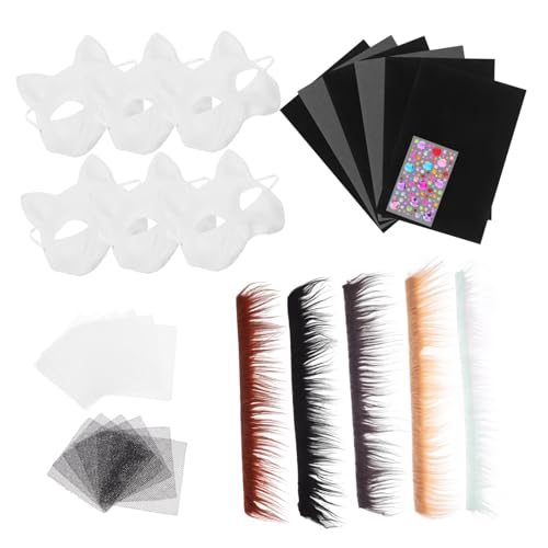 TOYANDONA DIY Katzen Halbgesichtsmaske aus Blankem Papier für Faschingskostüme Damen Handgefertigt Orangefarbene Tiermaske zum Basteln für Maskerade Karneval Cosplay und Kreative von TOYANDONA