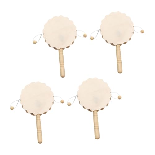 TOYANDONA DIY Liefert 4 Stück hölzerne Leere Holztrommel unbemalt -Trommel Kinderspielzeug Spielzeuge DIY bemalte Rasseltrommel Musikinstrument Handbuch Dekorationen Material DIY-Handwerk von TOYANDONA