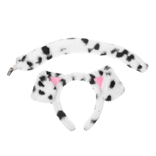 TOYANDONA Dalmatiner Hundekostüm für Erwachsene Flauschiges Welpen Ohren Stirnband mit Passendem Niedliches Tierhaar Accessoire für Halloween Rollenspiele und Partys von TOYANDONA