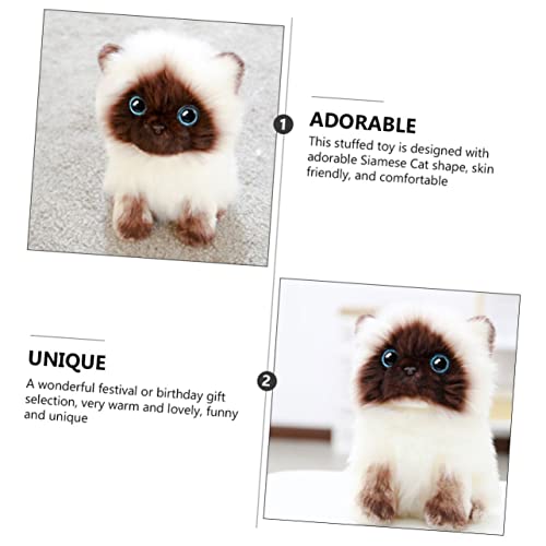 TOYANDONA Dekoratives Siamese Katzen Plüschtier Weiches Hautfreundliches Kuscheltier Heimdekoration Realistische Siamkatze Puppe mit Feiner Verarbeitung von TOYANDONA