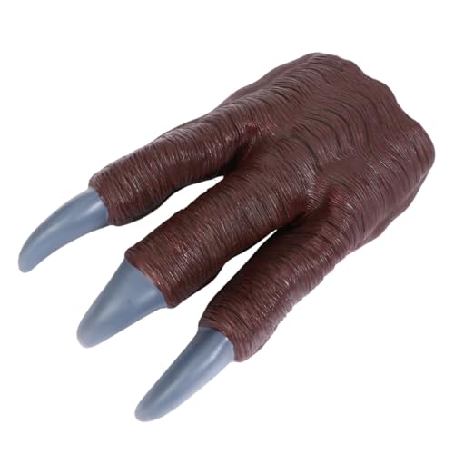 TOYANDONA Dinosaurier Krallenhandschuh Bewegliche Dinosaurierklaue Cosplay Zubehör für Rollenspiel und Party Braun mit Blauen Nägeln von TOYANDONA