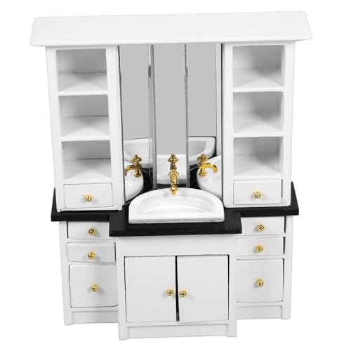 TOYANDONA Dollhouse Miniatur Waschbecken Schrank Adorable Badezimmer Möbel Für Puppenhaus Weiße Miniatur Küchenspüle Dekoration Haus Accessoires Und Spielzeug von TOYANDONA