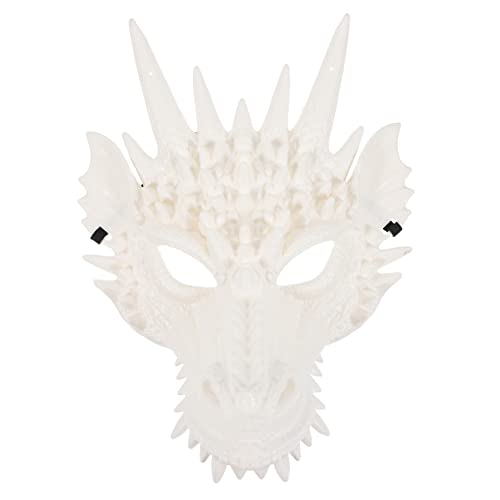 TOYANDONA Drachenmaske Tierische Hälfte Gruseliges Halloween-kostüm Drachen Kostüm Maske Drachenkopfmasken Lustige Kopfmasken Halloween-tiermasken Halbmaske Bilden Weiß Requisiten Plastik 3d von TOYANDONA