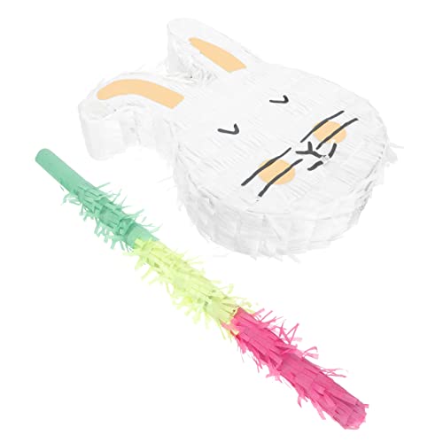 TOYANDONA Easter Paper Rabbit Piñata mit Stab Faltbare Hängedekoration für Kindergeburtstag Partyspielzeug und Osterdekoration Buntes für Festliche Feiern von TOYANDONA