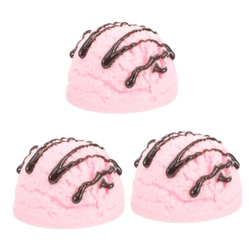 TOYANDONA Eiskugeln 3st Eismodell Realistische Essensrequisiten Künstliche Eiscreme-Requisite Gefälschte Desserts PVC Eiscreme Modell Kunststoff Modell Eiscreme Kugeln Requisiten Präsentieren Rosa von TOYANDONA