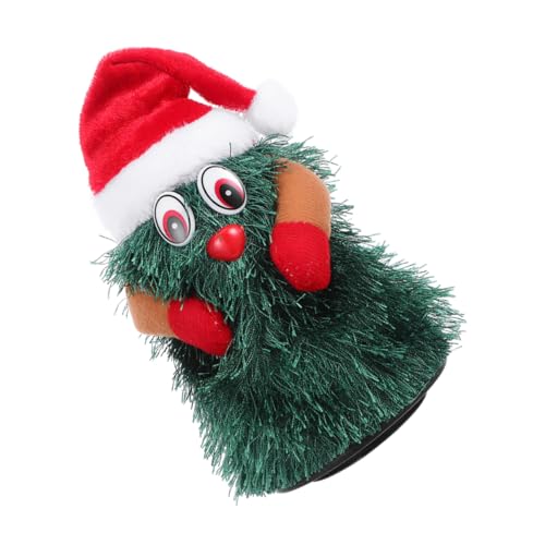 TOYANDONA Elektrischer Rotierender Weihnachtstischbaum mit Musik Singender Tanzender Weihnachtsmann Puppe Mittelgroß Batteriefrei Festliche Dekoration für Zuhause Party Schreibtisch und von TOYANDONA