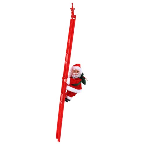 TOYANDONA Elektrisches Weihnachtsmann Kletterspielzeug mit Leiter Musik Rotes Weihnachtsdeko Festliche Xmas Fenster Wand Party Dekoration von TOYANDONA