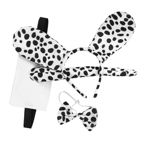 TOYANDONA Flauschiges Hund Kostüm Set mit Gepunktetem Ohr Haarreif Dekorative Fliege und Bequemes Cosplay Accessoire für Kinderparty Halloween Karneval und Festliche Anlässe von TOYANDONA
