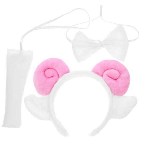 TOYANDONA Fluffy Schaf Kostüm Zubehör Set mit Haarreif Lammohren und Kuscheliges Weiches Material Damen Tierkostüm Accessoires für Halloween Cosplay und Party von TOYANDONA