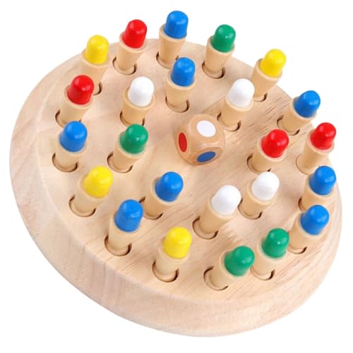 TOYANDONA Gedächtnisschach Zur Farberkennung – Pädagogisches Brettspiel Für Kinder Hölzernes Zuordnungsspielzeug Zum Training Von Gedächtnis Und Logik von TOYANDONA