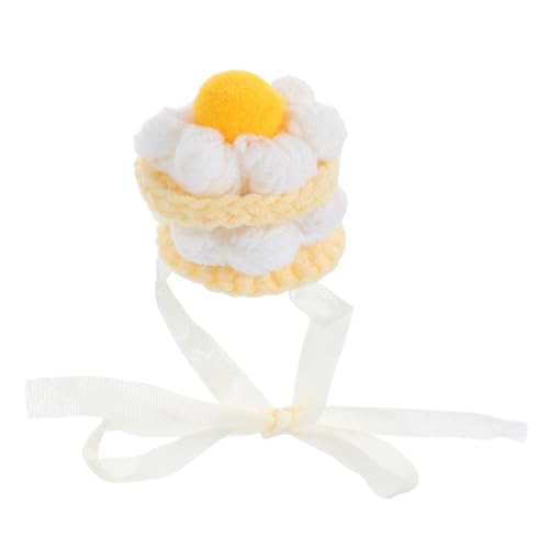 TOYANDONA Gehäkelte Puppenmütze: Kleine Kuchen-Strickmütze für 10–17 cm große Kuscheltiere und Puppen – Miniatur-Partymütze für Geburtstags- oder Feiertagsthemen von TOYANDONA