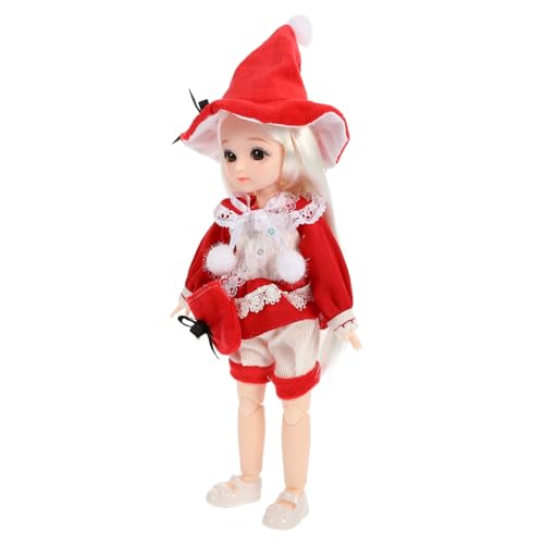 TOYANDONA Gelenkpuppe kinderspielzeug weihnachtskleidung Dolly Liebenswert Mädchen Süße Puppe lebendige Puppe Bjd-Puppe Samt rot von TOYANDONA
