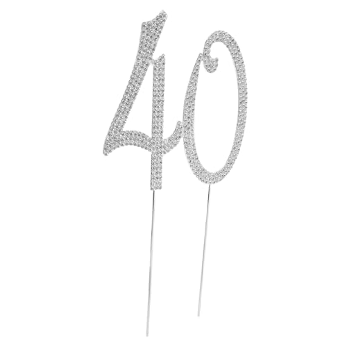 TOYANDONA Glänzender Cake Topper mit Funkelnden Silber Rhinestones Wiederverwendbar Vielseitig für Geburtstag oder Jubiläum Einfache Anwendung Stilvolle Partydekoration von TOYANDONA