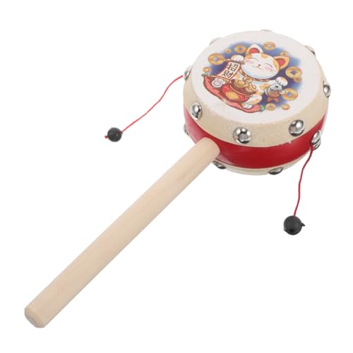 TOYANDONA Glückskatzenrassel Aufziehaffe Mit Becken Becken-affen- Affenbeckenspielzeug Roter Spielzeugaffe Babyhandklatschtrommel Babyspielzeug Mit Drehender Trommel Holz von TOYANDONA