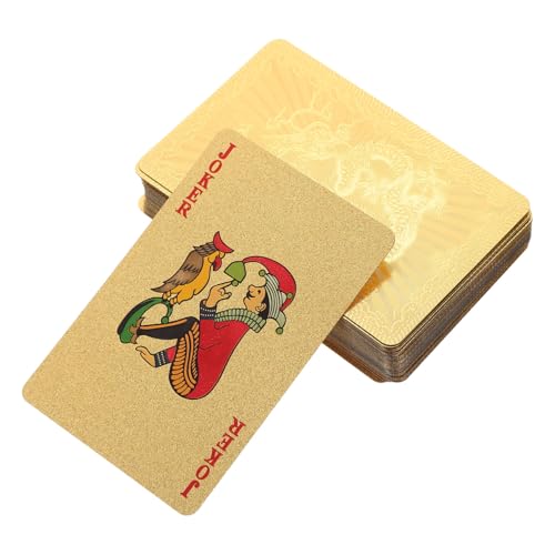 TOYANDONA Spielen Sie Poker Überall Robustes Pokerkartendeck Aus PVC in Gold Ideal Für Familienfeiern Und Partys von TOYANDONA