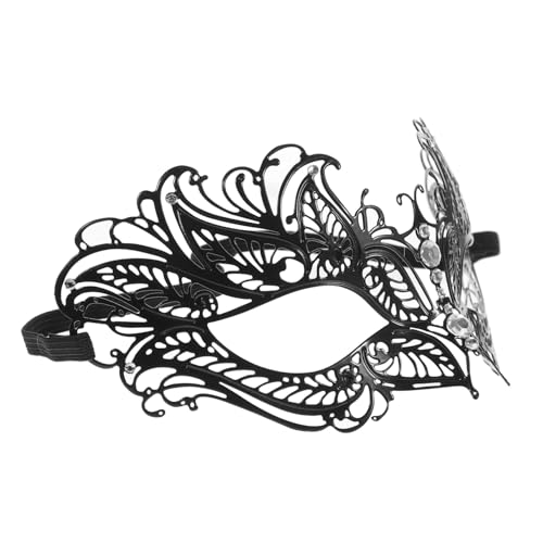 TOYANDONA Halbgesichts Spitzenmaskerade Maske Schwarz Leichte Karnevalsmaskenball Augenmaske Cosplay Kostüm mit Filigranem Hohlmuster für Halloween Party und Fasching von TOYANDONA