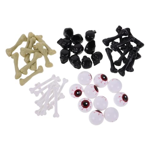 TOYANDONA Halloween Deko Augenkugeln und Schädelknochen Realistische Kunststoff-Halloween Requisiten mit Blutroten Augen Knochen Skelettköpfen für Party und Bastelprojekte von TOYANDONA
