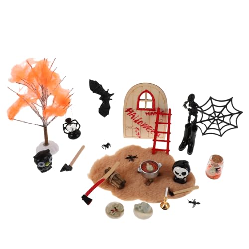 TOYANDONA Halloween Figuren aus Robustem Resin Detailreiche Miniatur Dekoration für Puppenhaus und Garten Tragbare Gruselige Sammlerstücke für Party und Herbstdeko von TOYANDONA