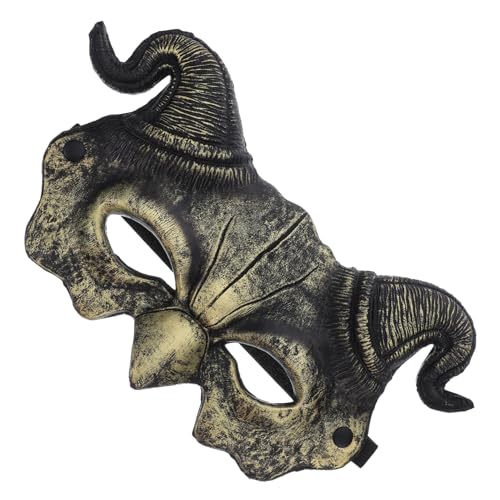 TOYANDONA Halloween Goat Horns Maske Gold Halbgesicht Schädel Tier Masquerade Cosplay Erwachsene Elastisch Komfortabel Für Halloween Kostümparty von TOYANDONA