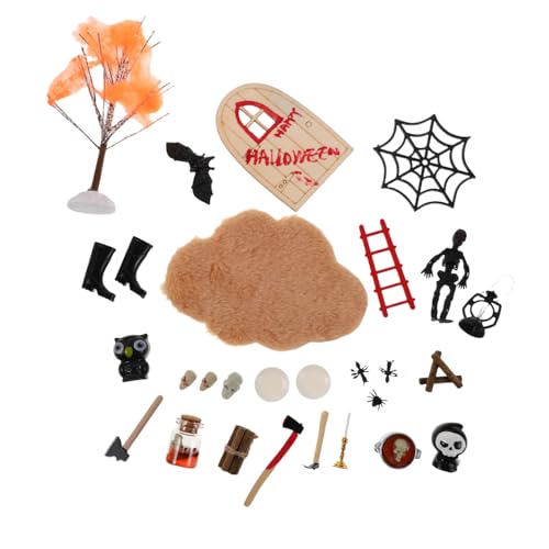 TOYANDONA Halloween Miniatur Dekor Teilig Miniatur Siedlung Zubehör aus Langlebigem Resin für Gruselige Halloween Themen und Garten Gestaltung von TOYANDONA