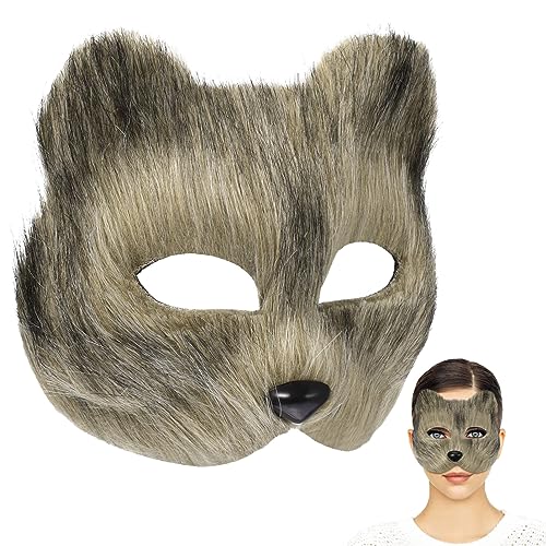 TOYANDONA Party Halloween-Plüschmaske -Pelzmaske Wolfsmaske Halbes Gesicht Tiermaske Halloween-Maskenmaske Realistische Katzenmaske Kostümzubehör Für Halloween-Karneval Grau Clown TOYANDONA Party Halloween-Plüschmaske -Pelzmaske Wolfsmaske Halbes Gesicht Tiermaske Halloween-Maskenmaske Realistische Katzenmaske Kostümzubehör Für Halloween-Karneval Grau Clown von TOYANDONA