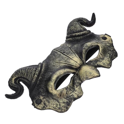 TOYANDONA Halloween Schäferhorn Teufelsmaske Halbgesichts Maske PU Leichte Atmungsaktive Tierkostüm Accessoire für Erwachsene Vielseitig für Halloween Cosplay Maskenball von TOYANDONA
