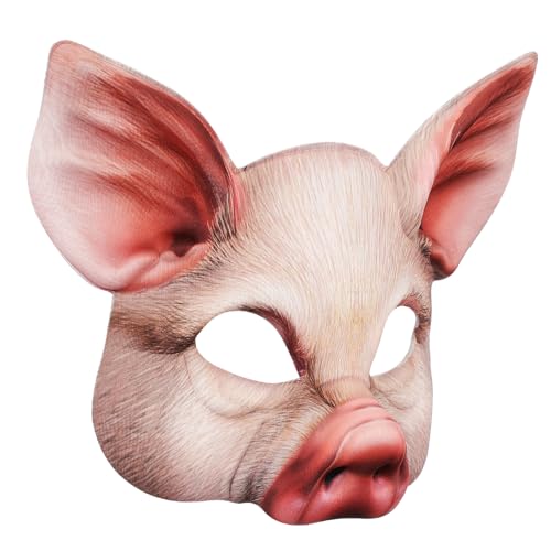 TOYANDONA Halloween Tiermaske Schwein Halbgesicht Realistisch und Gruselig Atmungsaktiv und Bequem für Erwachsene Karneval Cosplay Maskenball und Party Foto Requisite von TOYANDONA
