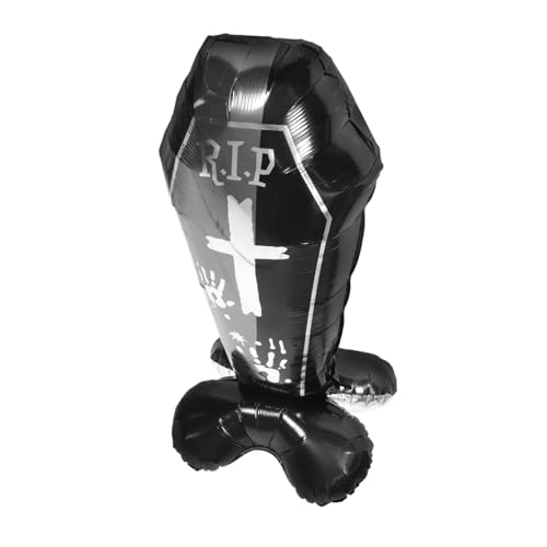 TOYANDONA Halloween-sargballons Halloween-banner Luftballonpumpen-inflator Grüner Ballonbogenbausatz Ballons in Sargform Folien-grabsteinballons Halloween- Black Aluminiumfolie von TOYANDONA